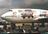 A very colorful 747.